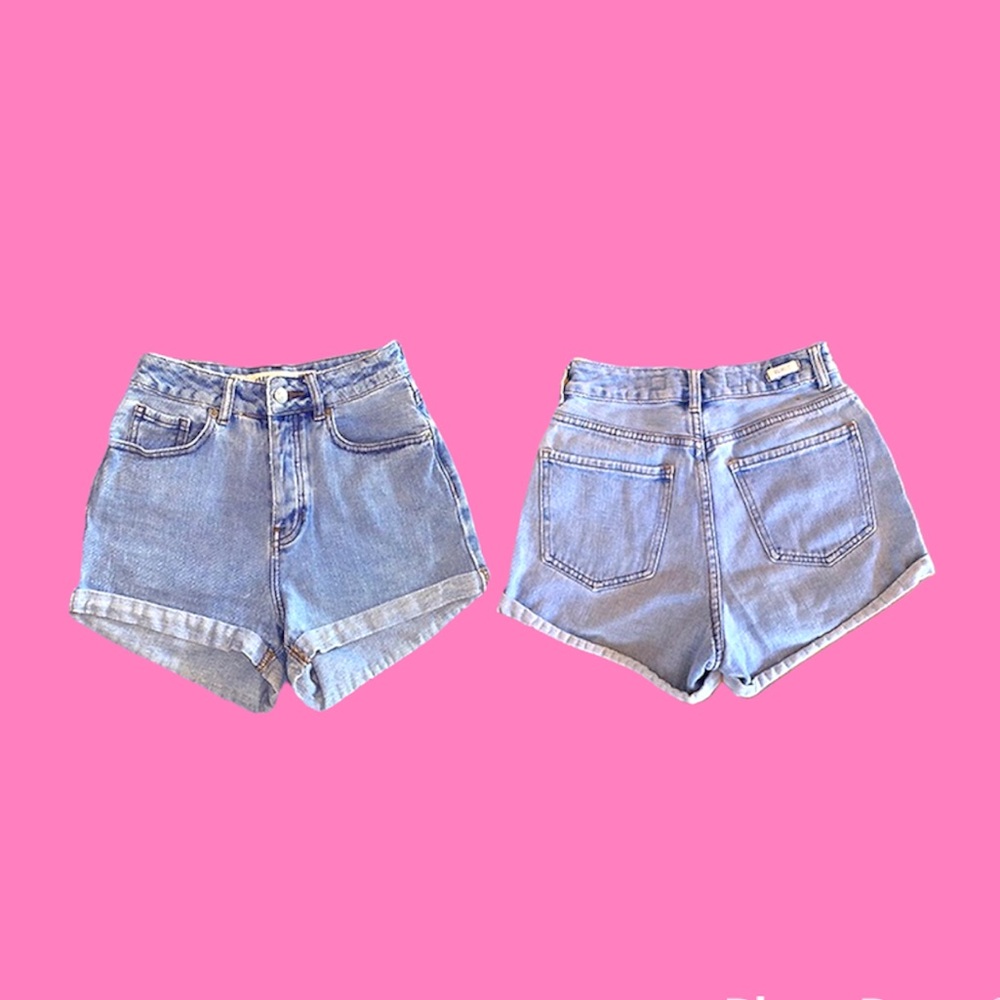 Brandy Melville High Waisted Light Wash Denim Short